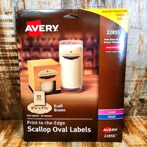 Avery Scallop Oval Labels for Printer 2-1/4" x 1-1/8" 525 Kraft Brown Labels